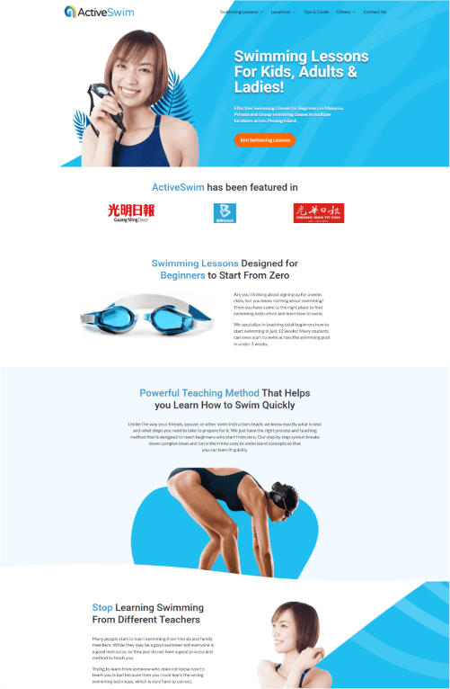 Active Swim Portfolio - WebHero Technologies