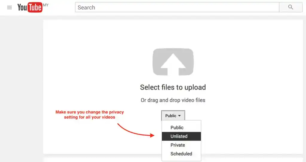 Youtube Unlisted Setting - WebHero Technologies